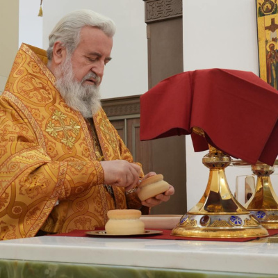 Епископ Сергий совершил Божественную литургию в храме в честь святых благоверных князей Петра и Февронии Муромских г. Новороссийска